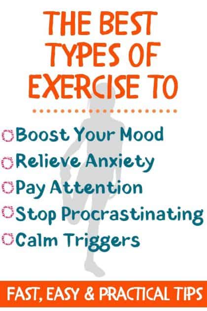 The best way to exercise to help your mental health.

Practical, Fast, and Easy ways to:
Relieve Anxiety 
Boost Mood
Pay Attention
Improve Concentration
Get Motivated & Stop Procrastinating
Relieve Stress and Reduce Triggers
Stop Overthinking

Exercise helps Your Mental Health when you know how to use it!