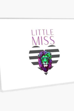adhd merch: adhd office supplies laptop skin 'little miss lionheart' colorful lion