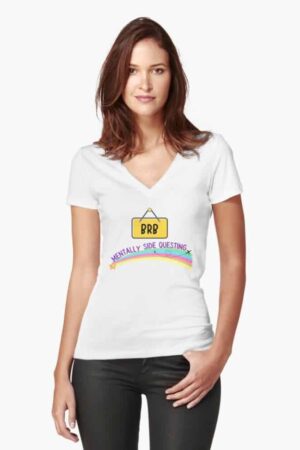 adhd t shirt for women. text reads brb mentally side questing