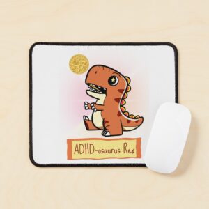 adhd merch: adhd office supplies mouse pad 'adhd-osaurus-rex'