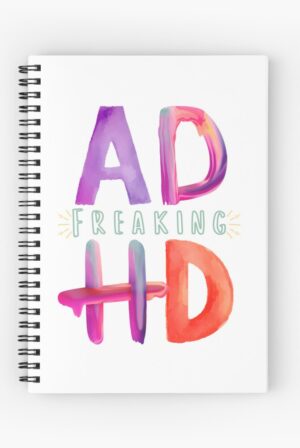 adhd merch: adhd notebook 'freaking adhd'