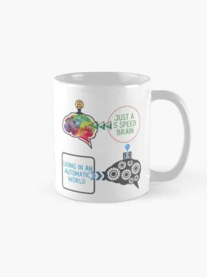 ADHD merch: ADHD coffee mugs '5 speed brain living in an automatic world'