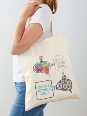 adhd merch: adhd bags '5 speed brain living in automatic world'
