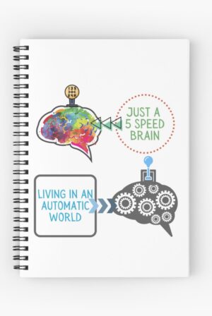 adhd merch: adhd notebook '5 speed brain living in automatic world'