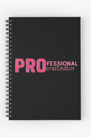 adhd merch: adhd notebook 'professional procrastinator' spiral bound