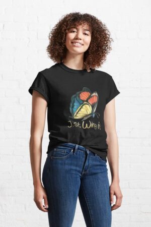 ADHD shirt for women. Butterfly says Just Wing It