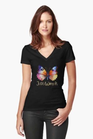 ADHD Merch: ADHD t shirts for women. Just wing it with butterfly