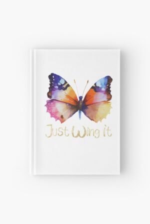 adhd merch adhd notebook journal 'just wing it' colorful butterfly