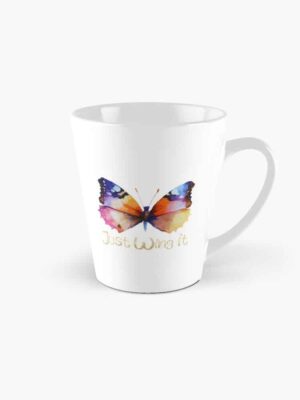 ADHD merch: ADHD mug 'just wing it' with colorful butterfly