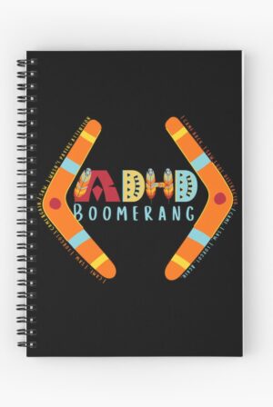 adhd merch adhd notebook spiral bound 'adhd boomerang'
