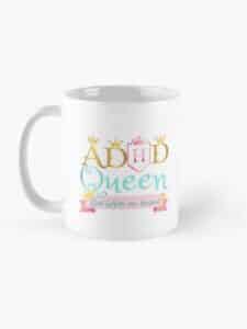 ADHD merch: ADHD coffee cup 'ADHD Queen: bow before me peasant'