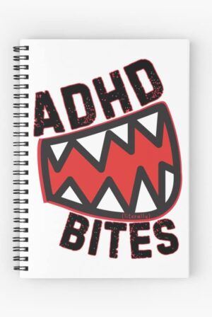 ADHD merch: ADHD notebook 'ADHD bites' literally