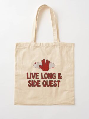 ADHD merch: ADHD bags tote 'live long and side quest' star trek inspo